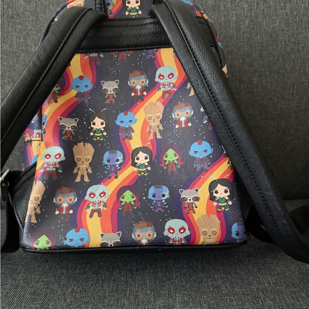 Loungefly Marvel Mini Backpack in Rainbow and Navy Character Print - Picture 3 of 3